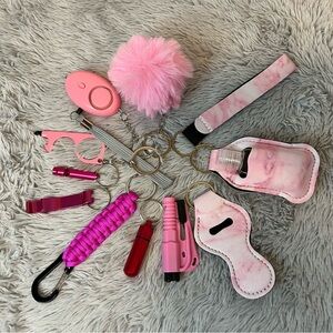 12pcs Pink Marble Self-Defense Keychain Set